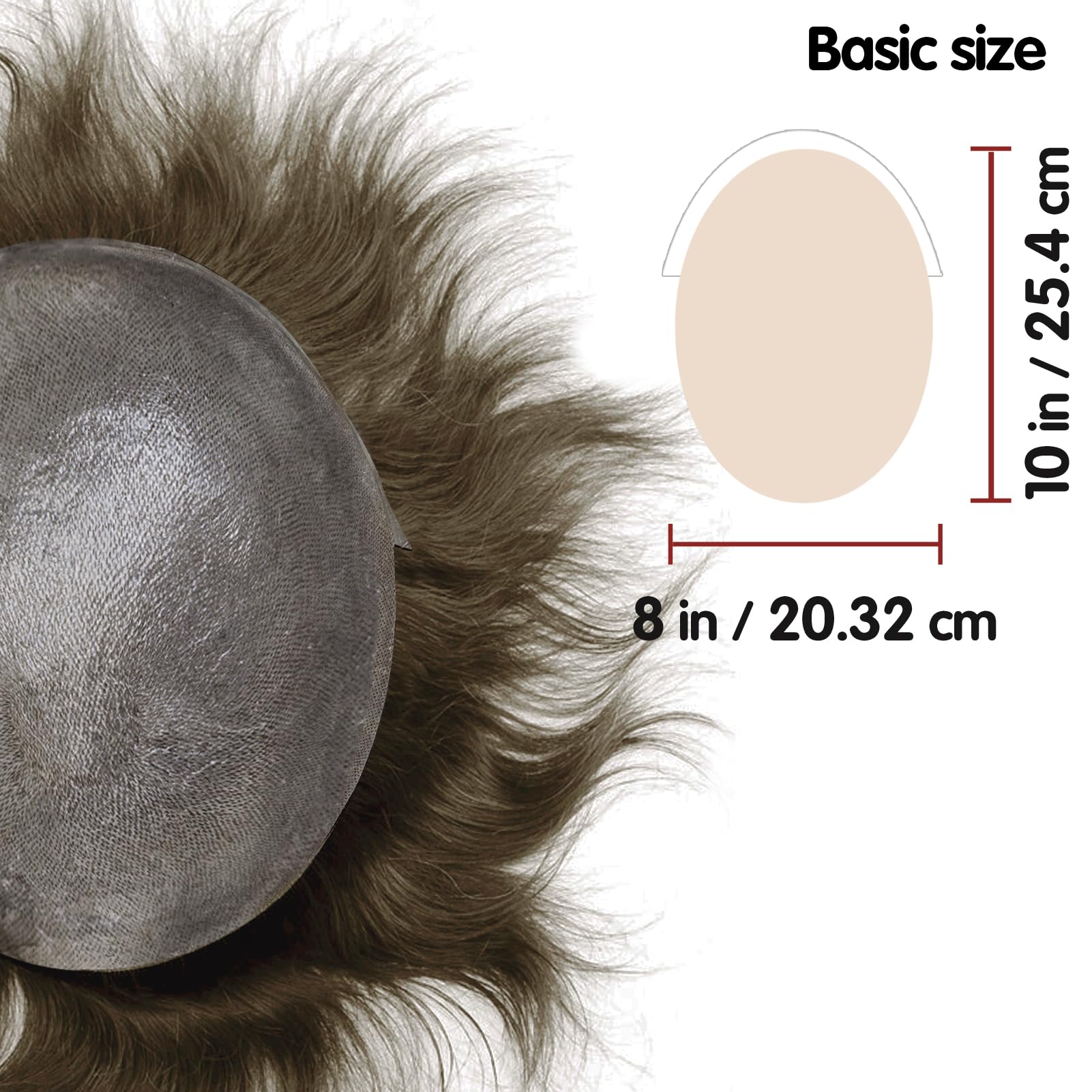 Lordhair Toupee for Men with 100% European human hair 8x10 inch Hairpiece for Men 0.03mm Ultra Thin Skin Hairsystem All V-looped Mens Toupee (Light Brown #7) - Image 3