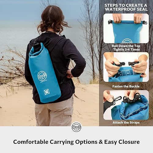 Miniatura 5 de STOVER Mochila impermeable de 51025304055L, bolsa seca flotante para kayak, viajes, playa, senderismo y campamento, hombresmujeres
