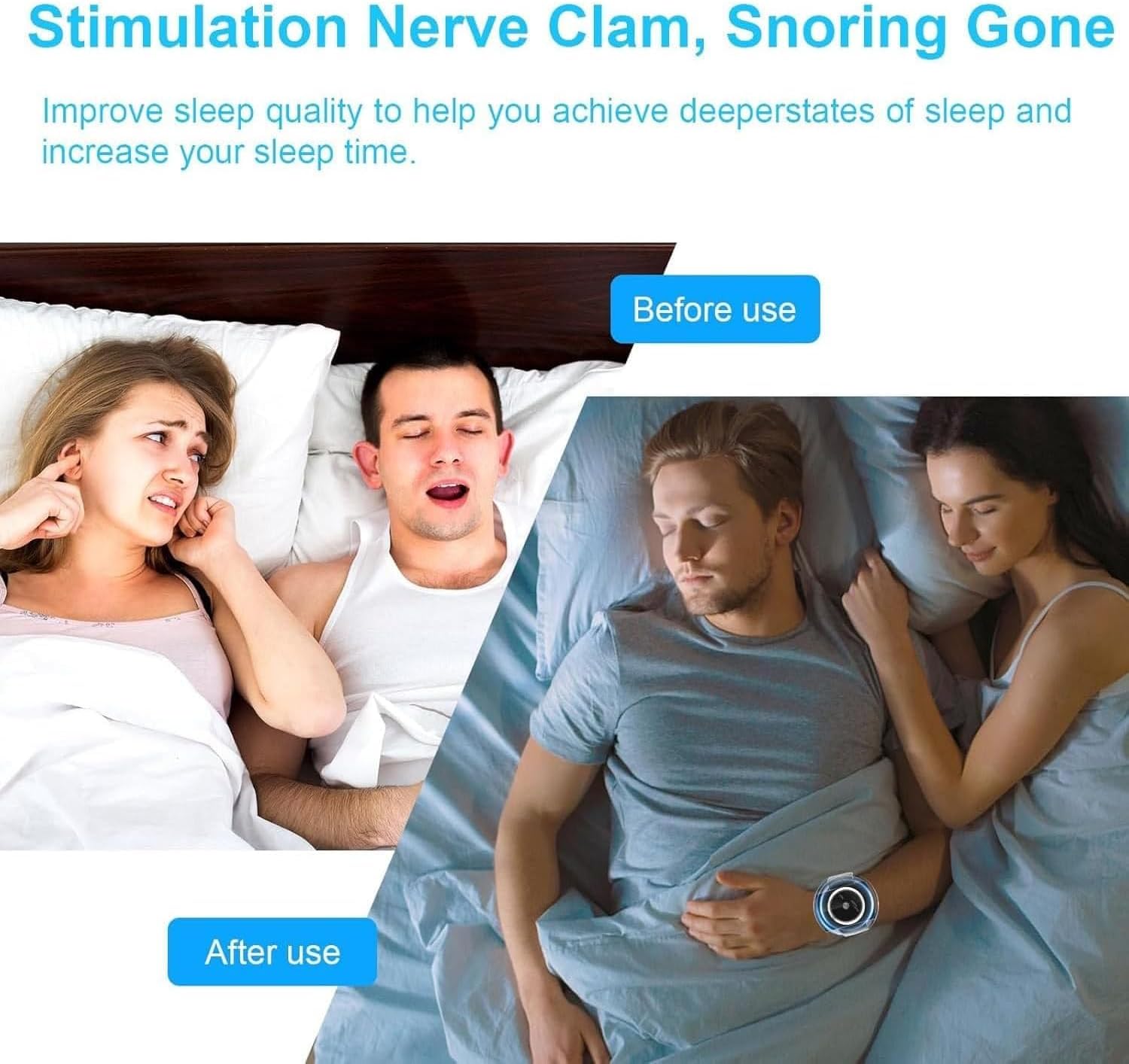 Anti Snoring Wristband Device, Anti Snore Wrist Aid with 7-Speed Intensity Adjustment, Effective Snoring Prevention & Sleep Aid, Improve Nighttime Sleeping for Men & Women