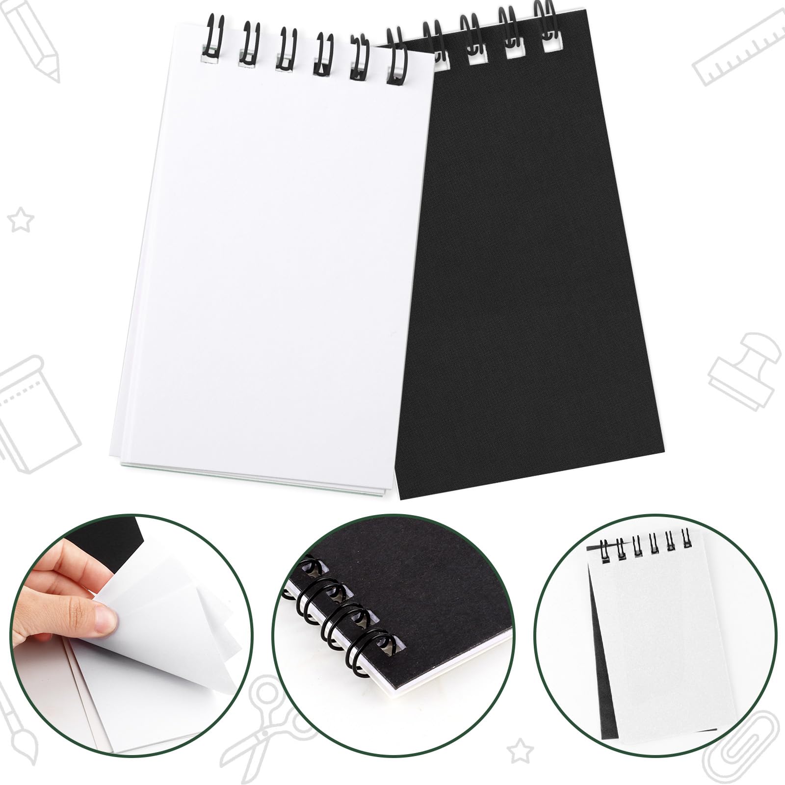 Mini bloc-notes à spirales en vrac, noir, petit bloc-notes de poche pour la prise de notes, l'écriture, les étudiants, la salle de classe, la maison, le bureau, les voyages