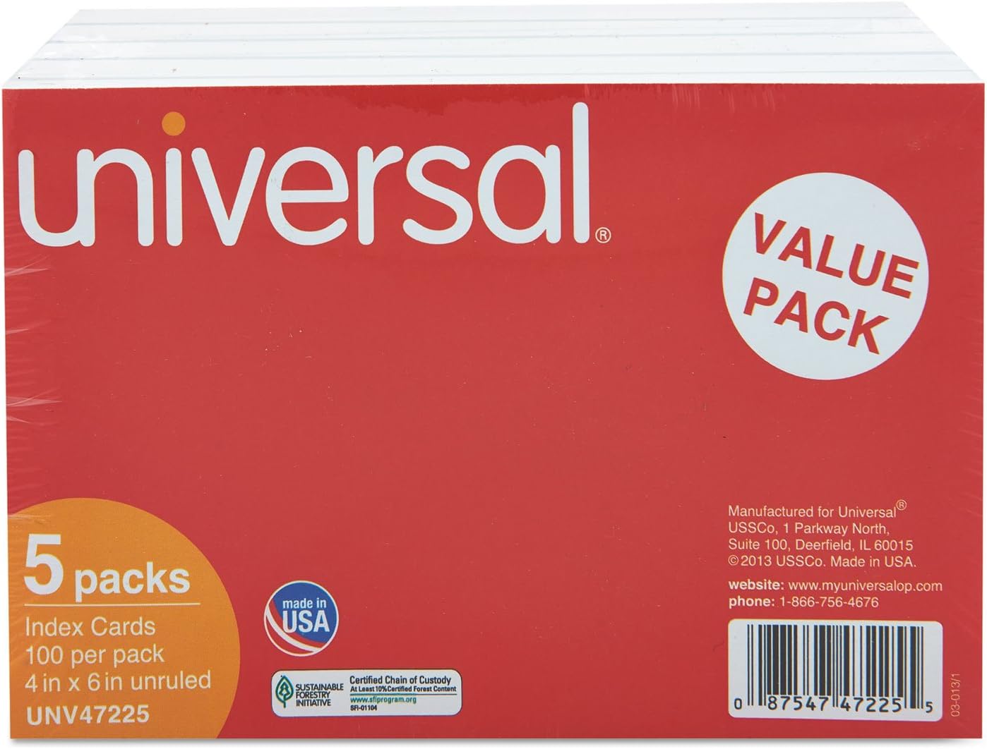 Universal Unruled Index Cards, 4 X 6, White, 500/Pack (Unv47225)