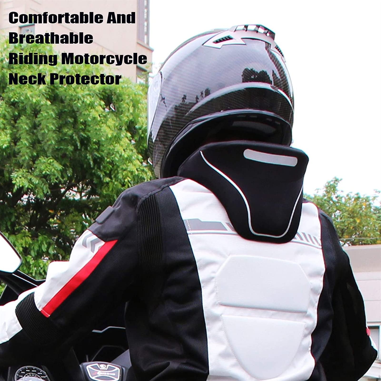 Minerve de sécurité pour Course sur Route, Engrenages de Cou de Moto, minerve de Motocross pour Adulte avec Bande réfléchissante, soulage la Fatigue du Cou pour Les Courses Longue Distance