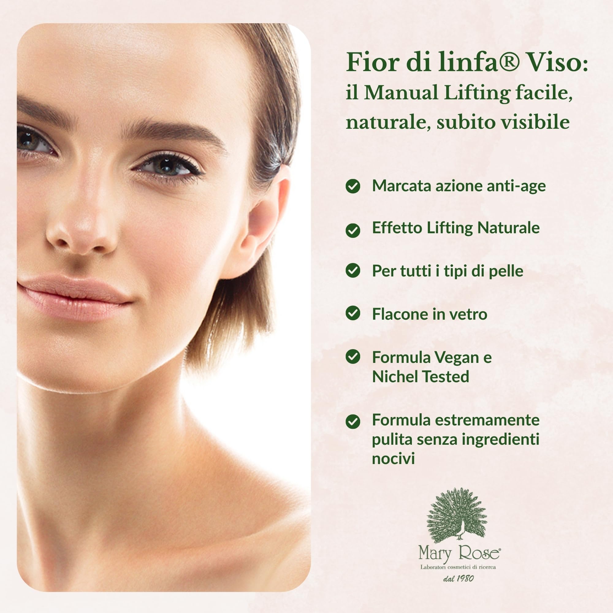 Mary Rose Fior di Linfa, Siero Viso Antirughe Donna Uomo con Vitamina E 100 ml, Contorno Occhi, Illuminante Concentrato, Alternativa alla Crema Viso, Biologico, Made in Italy