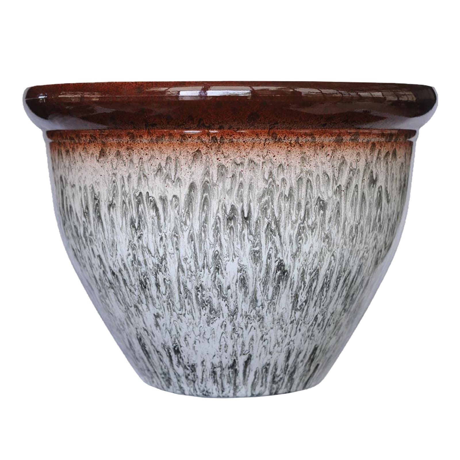 simpa Two Colour Tone Drip Glaze Effect Plastic Planter Pots - GREY, Single Pot - 17cm (H) x 23cm Diameter