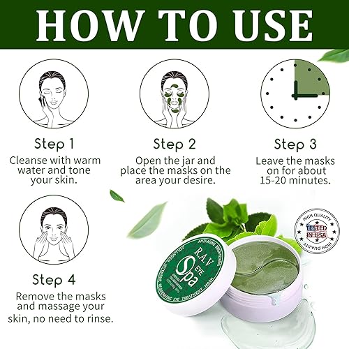 Miniatura 5 de R.A.V Parches para debajo de los ojos, máscaras de pepino, 30 pares de parches de colágeno para nutrir la reparación reafirmante para líneas finas,