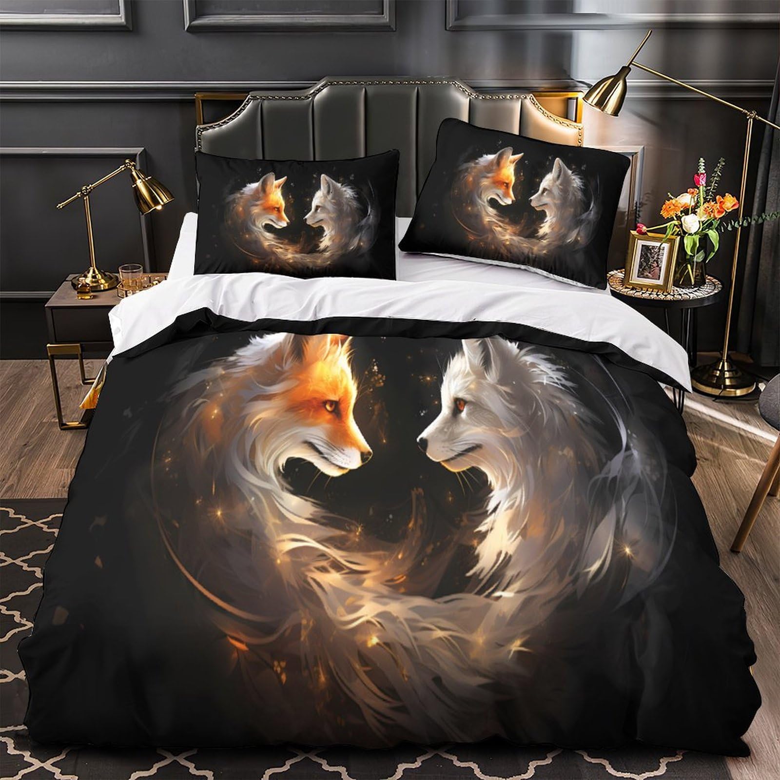 Parure de lit girafe hypoallergénique en microfibre résistante avec fermeture éclair