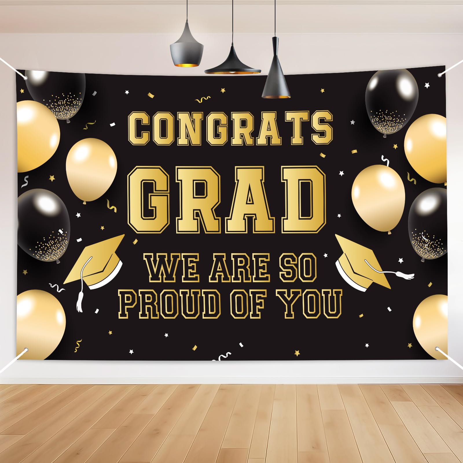 Bigqin 2026 Graduation Banner, 180x110 cm Black and Yellow High School Graduation Background Banner for Graduation Parties & Exam Successes, Indoor and Outdoor Party Wall Decorations