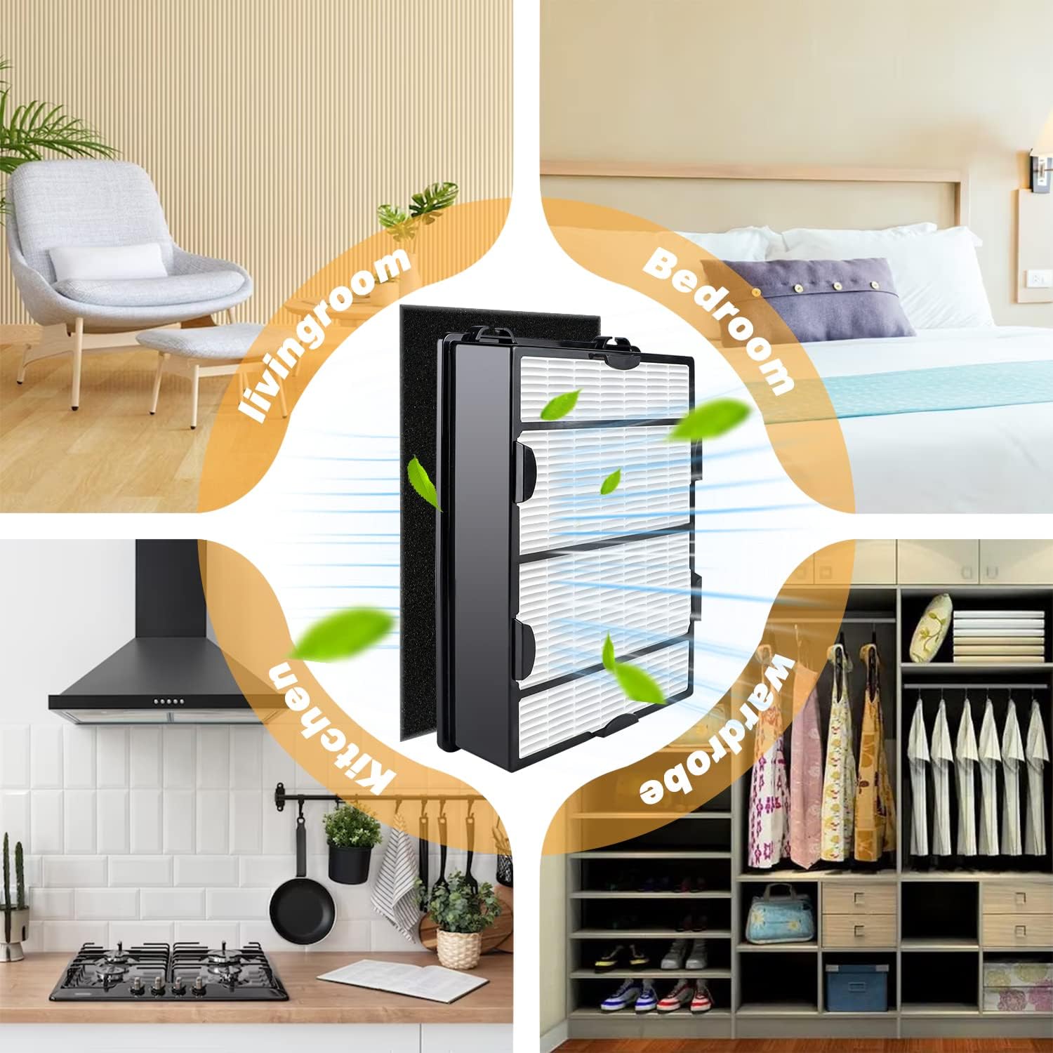 Improvedhand HAPF600 Filter Replacement for Hol-mes Air Purifier Filter B, Replace HAPF600D, HAP615, HAP625, HAP650, HAPF600D-U3, HAP725, HAP750, 106773, 4 HEPA filters and 4 carbon pre-filters - Image 7