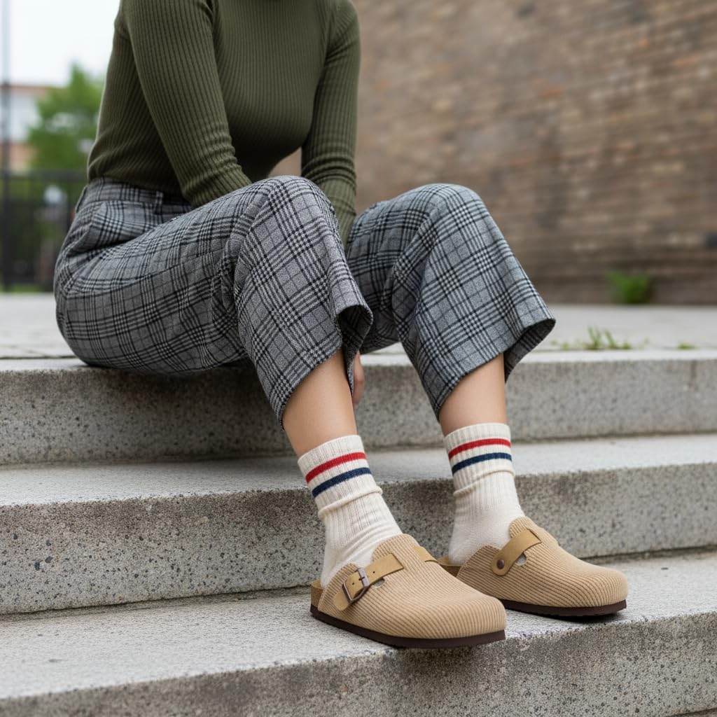 CUSHIONAIRE Hana Womens Clogs | Comfortable Vegan Suede Clogs for Women | Slip On Potato Shoes with Cork Footbed & Arch Support | Memory Foam, Wide Widths Available - Image 8