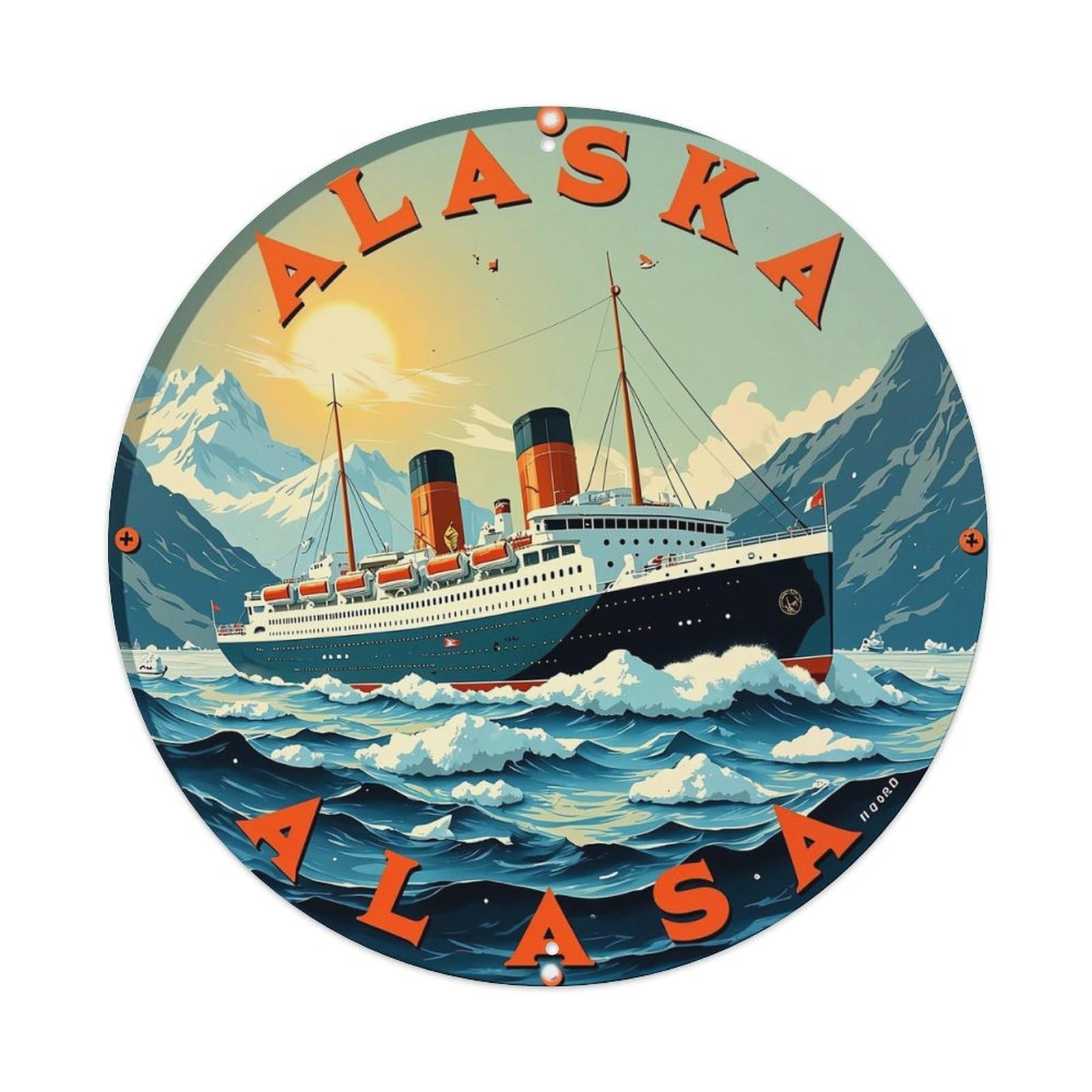 Alaska Cruise Ship Ocean Voyage Metal Tin Sign Plaque