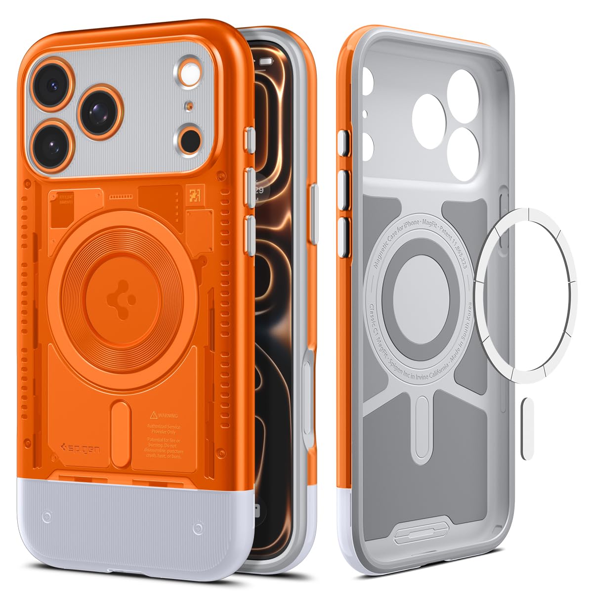 Spigen Classic C1 MagFit for iPhone 17 Pro MAX case cover MagSafe compatible Extreme Protection Tech - Tangerine