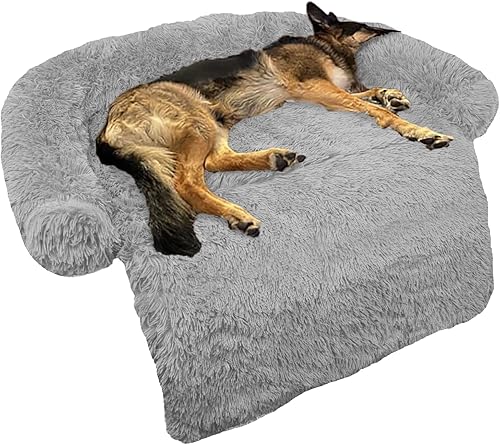 Miniatura 44 de Cama calmante para perro, tapete de felpa esponjosa para perros, protector de muebles con funda extraíble lavable para perros y gatos grandes,