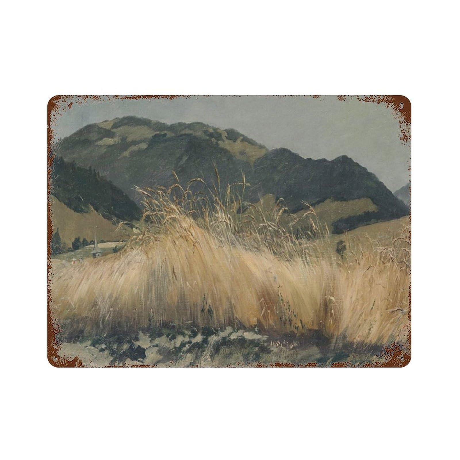 xiaoxiaoshen Wheat Fields, Landscape Oil Painting, Vintage Country Wall Decor Art Metal Tin Poster Modern Home Decor Art Home Bar Shop Decorations Vintage Sign 30x40cm