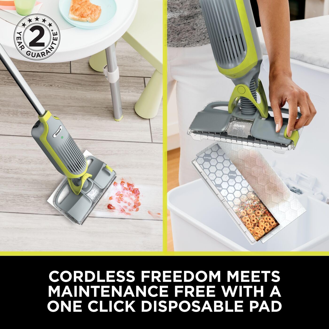 Shark VacMop 2 en 1 trapeador de vacío inalámbrico para suelo duro, 6 recambios de almohadillas desechables, limpiador de suelos multisuperficie de 355 ml, ligero 1,5 kg, almohadillas desechables sin
