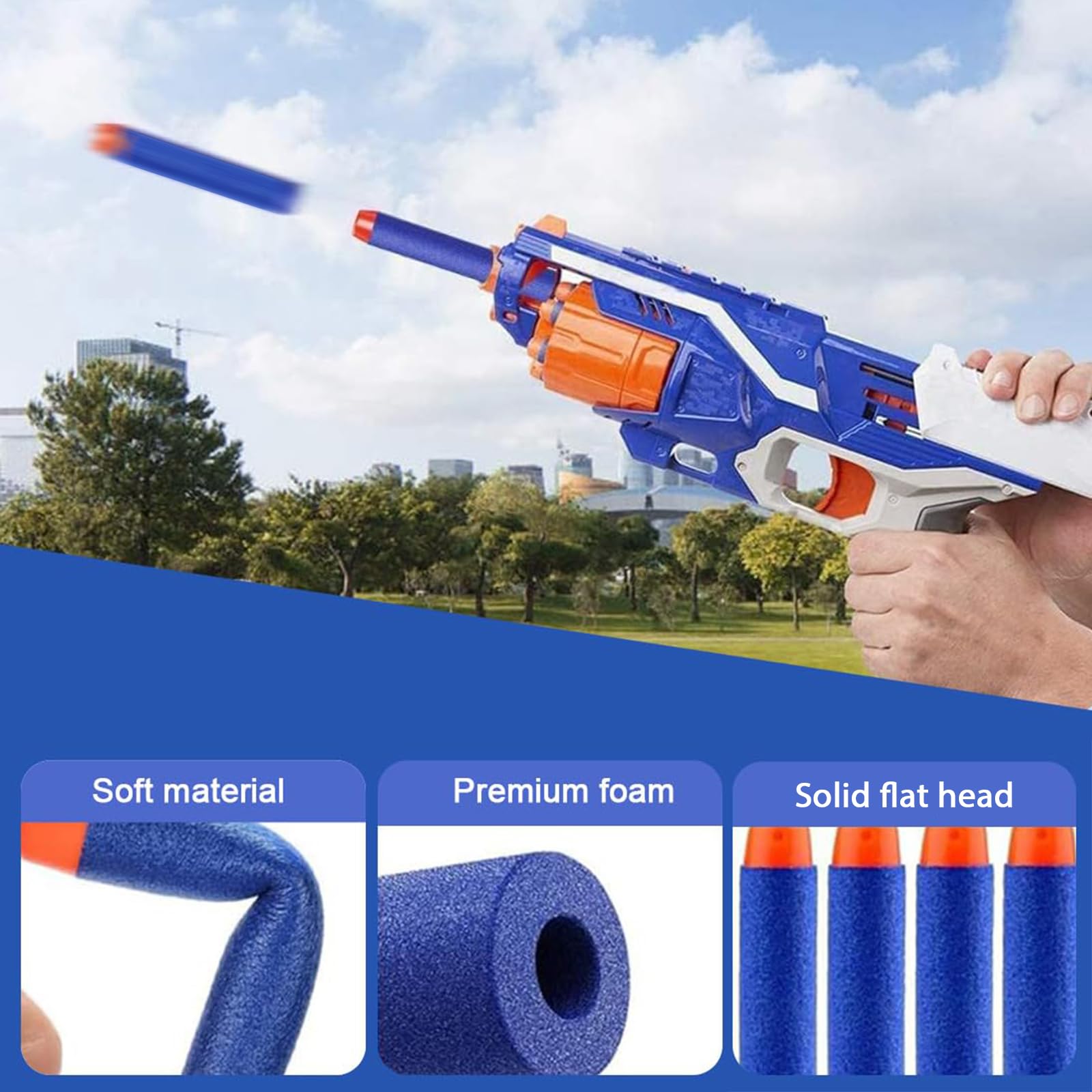 60 Pezzi Nerf Pistola Dardi In Schiuma Elite A Punta Piatta, Accessori Per La Serie Nerf N-Strike, Per Bambini, Esterni E Famiglia