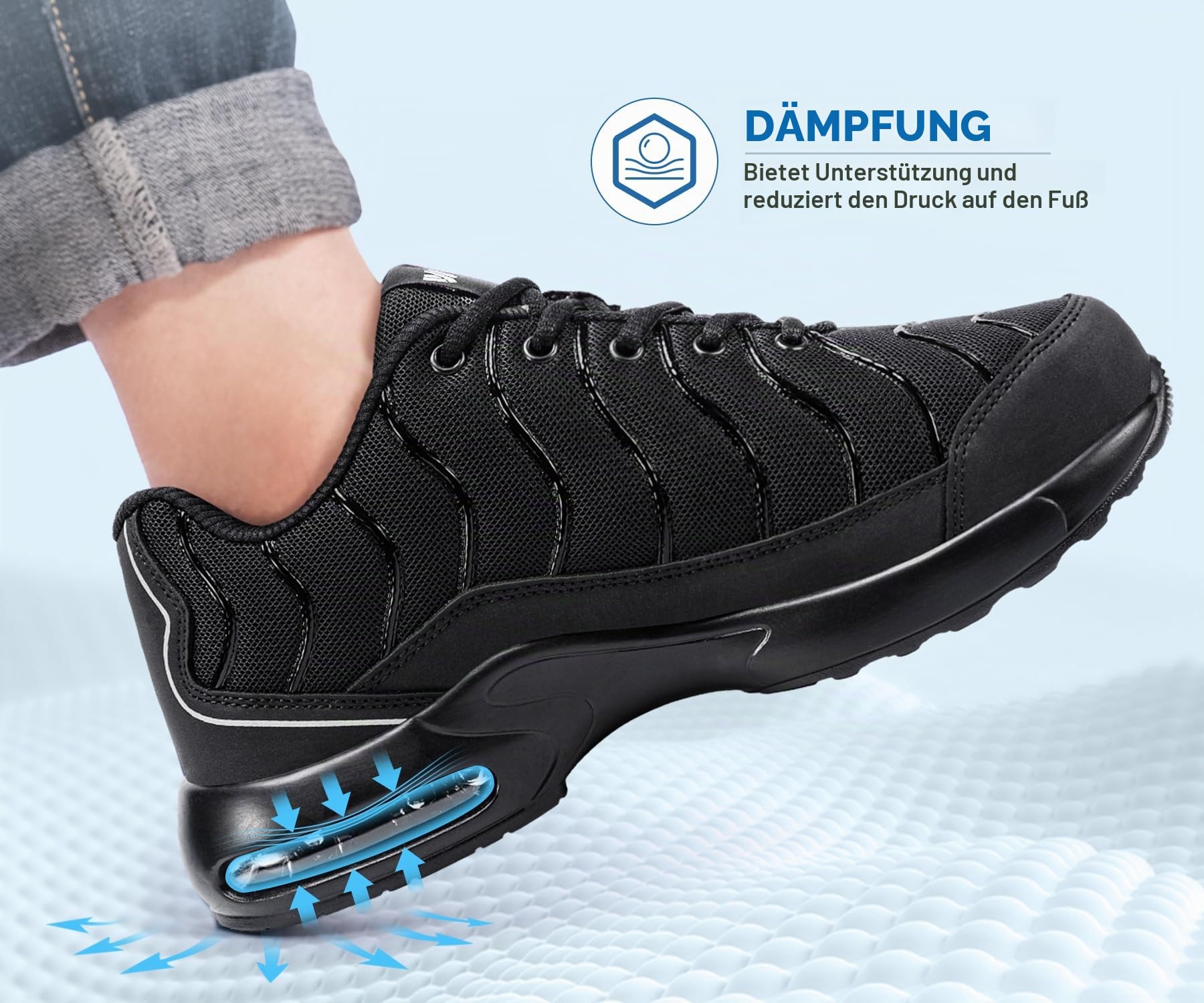 LARNMERN Arbeitsschuhe Herren Damen Leicht Weit und Normal Größe Sicherheitsschuhe Unisex Pannensichere Sportlich Schutzschuhe Stahlkappen Komfort Atmungsaktiv Dämpfung Stoßdämpfung Größe 35-51EU