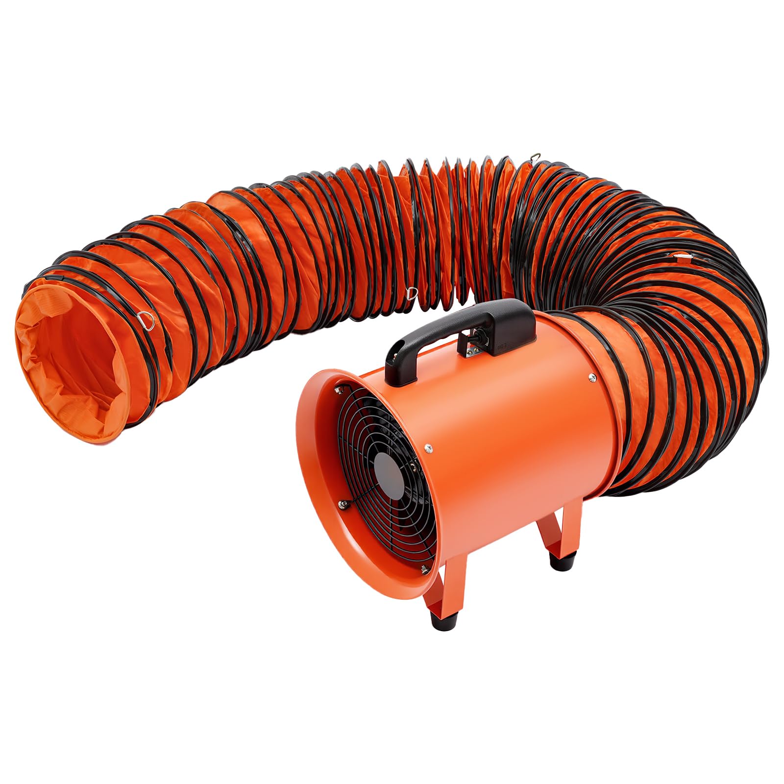 Bauventilator 250mm 320W Gebläse mit 10m Schlauch 1517CFM | 10m PVC-Schlauch inklusive, Reinkupfer-Motor 320W, 2800/3300rpm zwei Geschwindigkeiten, IP44 wasserdicht & stoßfest
