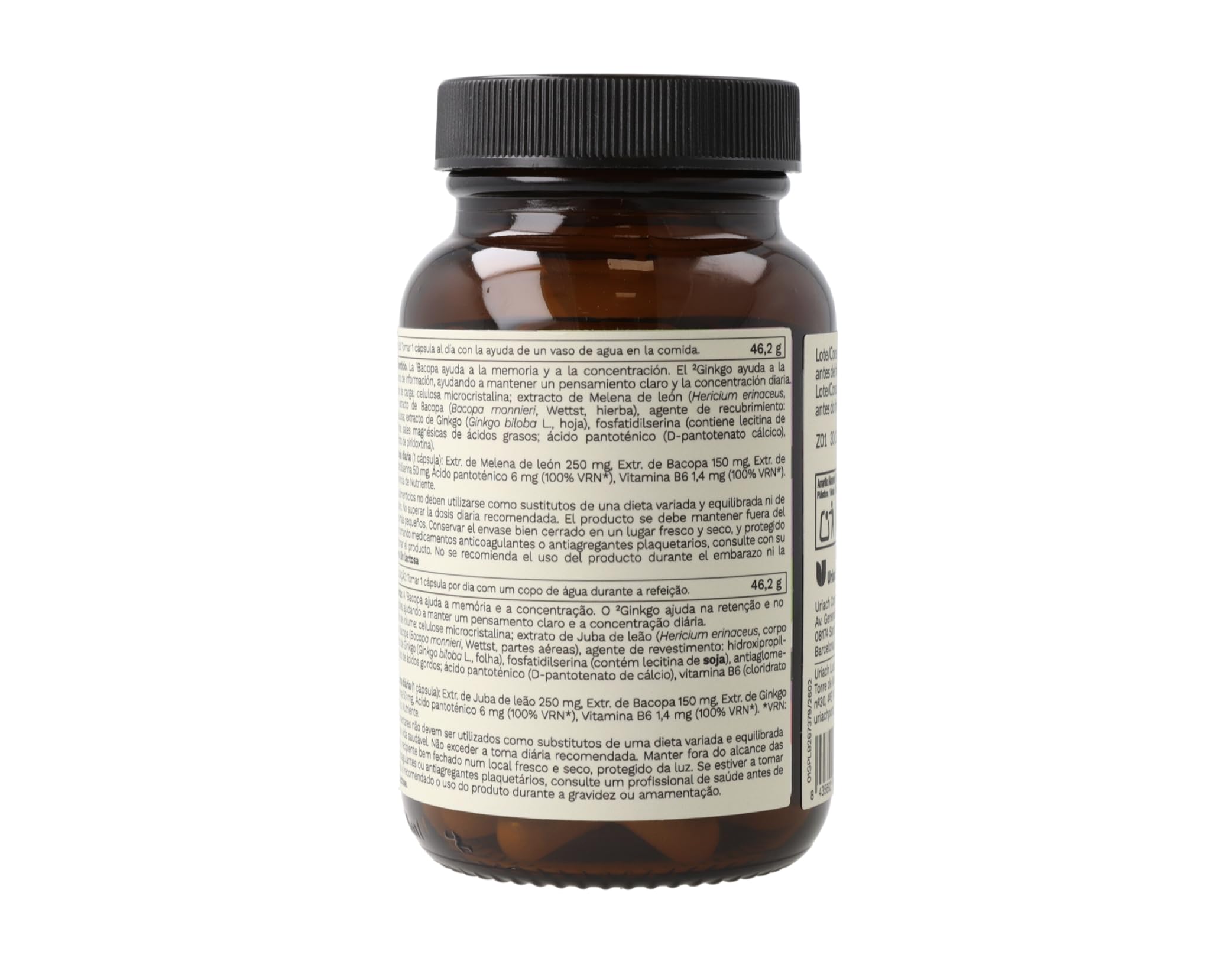 Clear Mind | 60 cápsulas | Concentración, Memoria, Claridad Mental | Menopausia | Bacopa, Melena de león, Ginkgo Biloba, Fosfatidilserina, Vitaminas B5,B6 | Niebla Mental