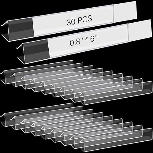 Soporte para etiquetas de estantes, plástico transparente de 0.875 x 6 pulgadas, etiquetas de clip para estantes de 0.75 pulgadas de grosor, incluye