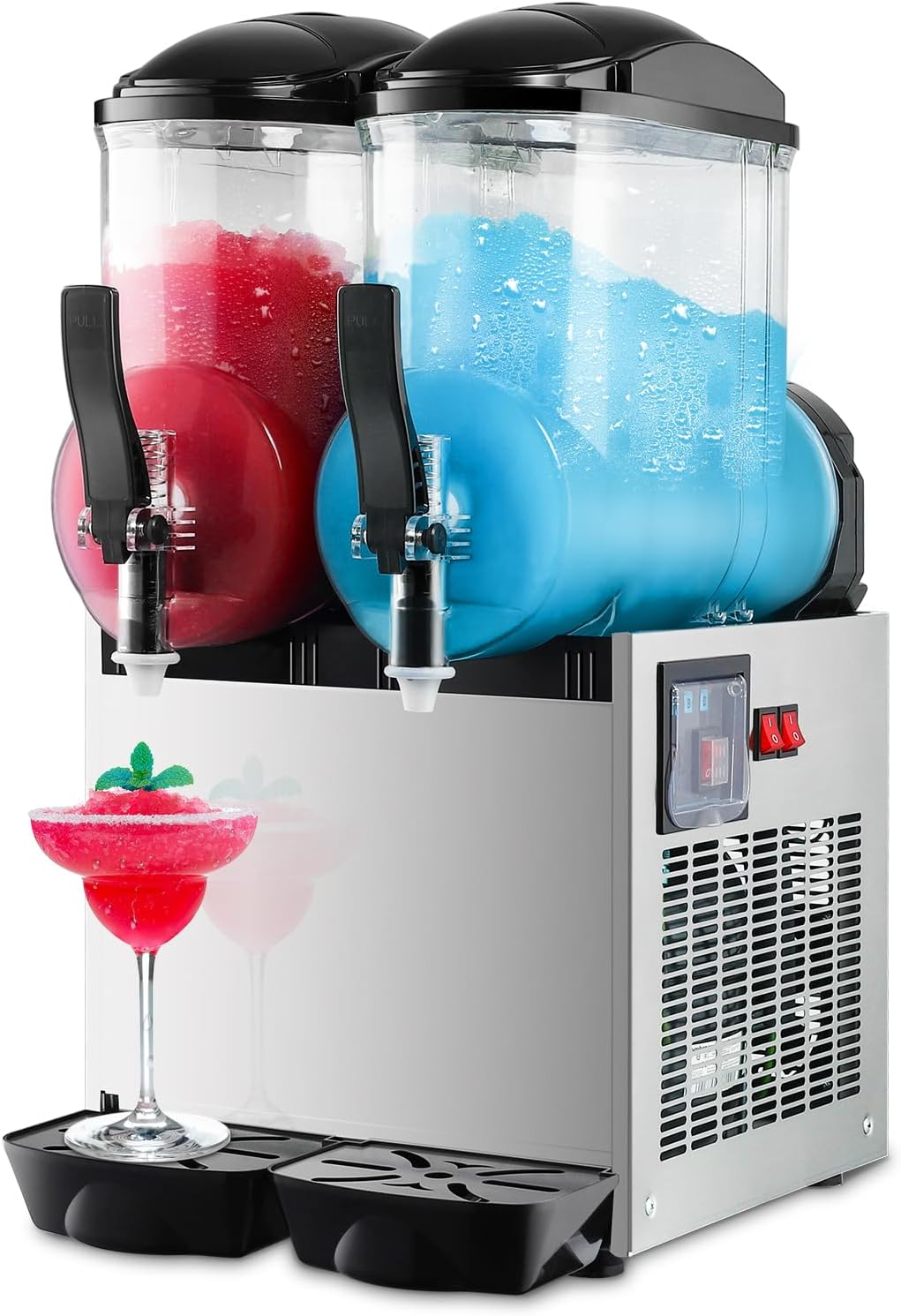 Commercial Slushy Machine, 20L Margarita Machine, Slush Frozen Drink Maker with Automatic Cleaning, Stainless Steel Margarita Smoothie Slushie Machine for Restaurant Bar Party