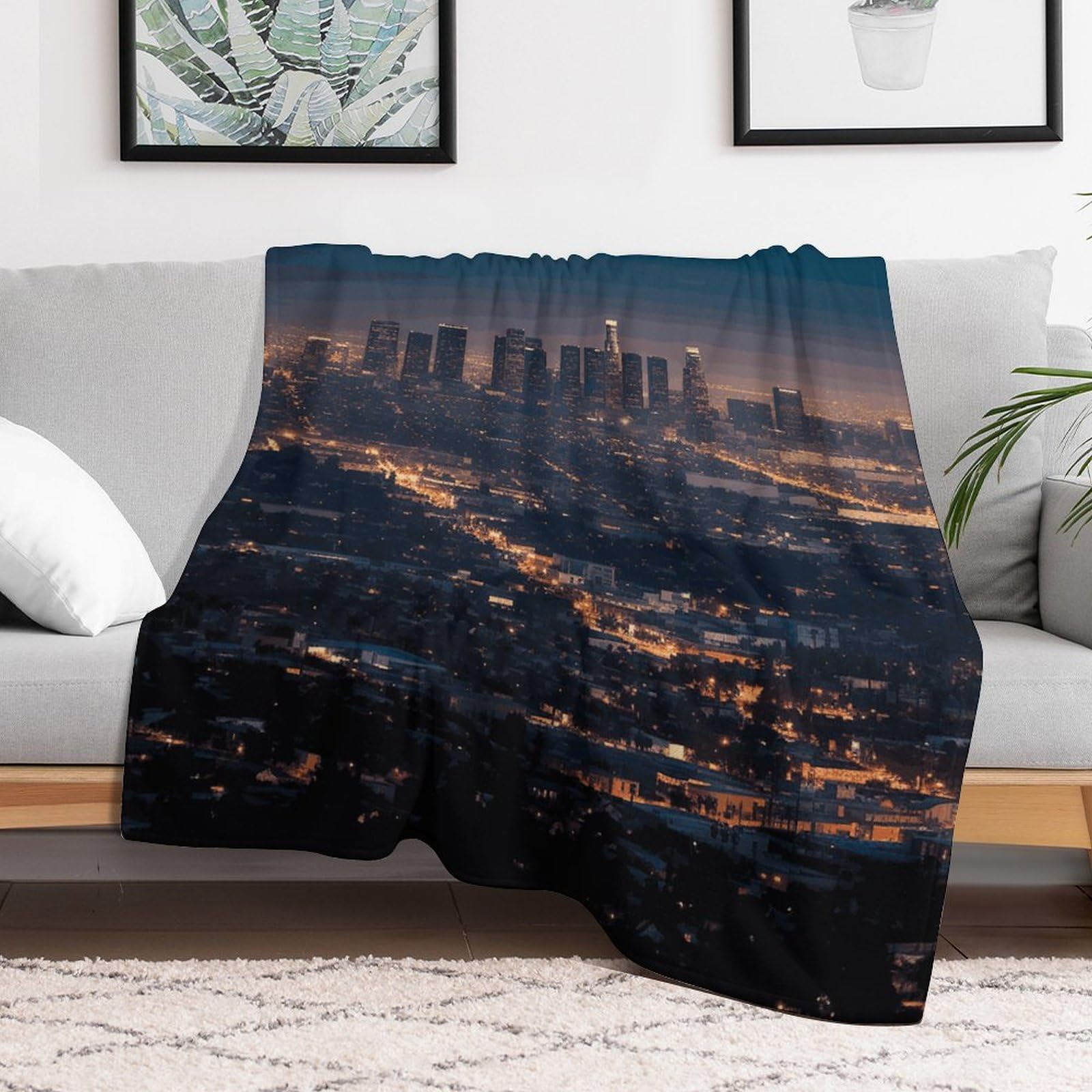Couverture flanelle douce Los Angeles pour vos soirées télé sur le canapé