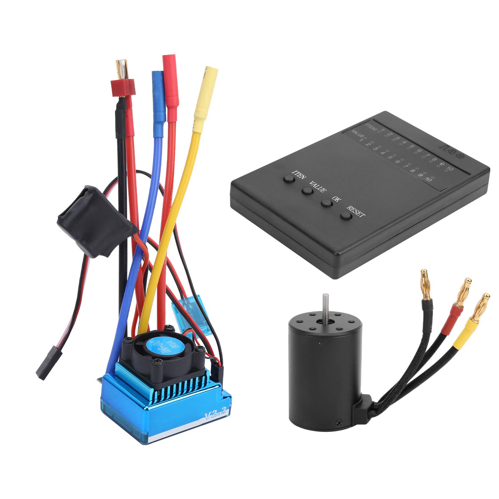 3650 2300KV Brushless Motor mit 60A Wasserdichtem ESC und Programmierkarte für 1:10 RC Auto, TRX4 SCX10 Kompatibel, 900W Hochleistungsantrieb mit 4 - poligem Kupferwicklungsmotor