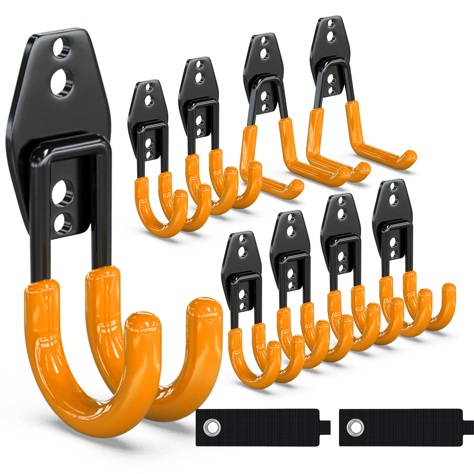 3-H Ganchos de Garaje Resistentes, Paquete de 8 Ganchos de Almacenamiento de Garaje de Acero, Soporte de Pared y Organizador de Herramientas, Cuerdas, Cables(Rojo) — view 26