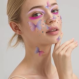 Teenitor Face Gems for Makeup, Self Adhesive Festival Jewels, Hair Gems, 4 Sheets Rhinestone Stickers for Face, Eye, Makeup, Body