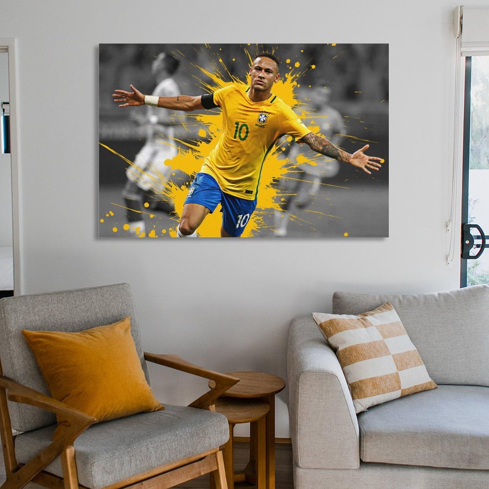 XIANC Poster Sportif Joueur De Football Neymar Jr Sur Toile - Décoration Murale Pour Salon, Chambre à Coucher - Style Sans Cadre - 40 X 60 Cm