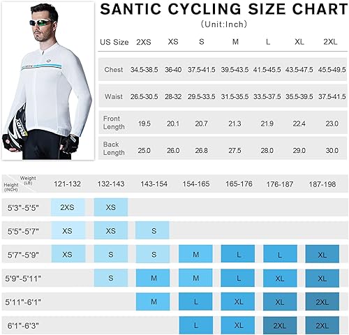 Miniatura 3 de Santic - Camiseta de ciclismo para hombre, manga larga, reflejante, cremallera completa, con bolsillos
