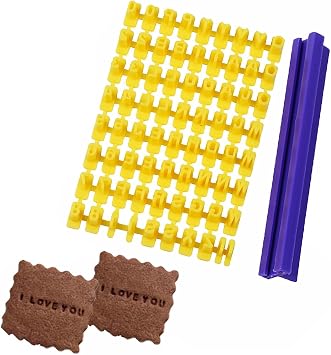 72 Pcs Alphabet Number Cookie Press Letter,Yellow Plastic Cookie Stamp,Baking Mold Fondant Letter Stamps,Alphanumeric Symbol Stamp Tool,DIY Cake Mould,for Clay,Baking Tool Make Any Message Letter