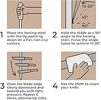 Vista 7 de WALDWERK Premium Honing Rod - Honing Steel Made of Hardened Steel with Elegant Wooden Handle - 100% Plastic-Free Sharpening Steel for - Kitchen