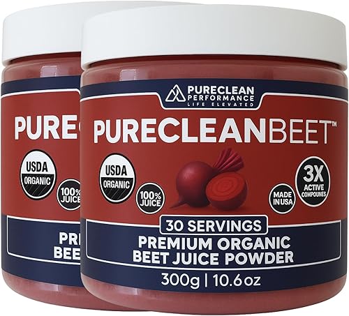 Miniatura 9 de PureClean Polvo de jugo de remolacha (3 frascos, 90 porciones)  Suplemento de óxido nítrico 3X  Polvo de raíz de remolacha preentrenamiento hecho