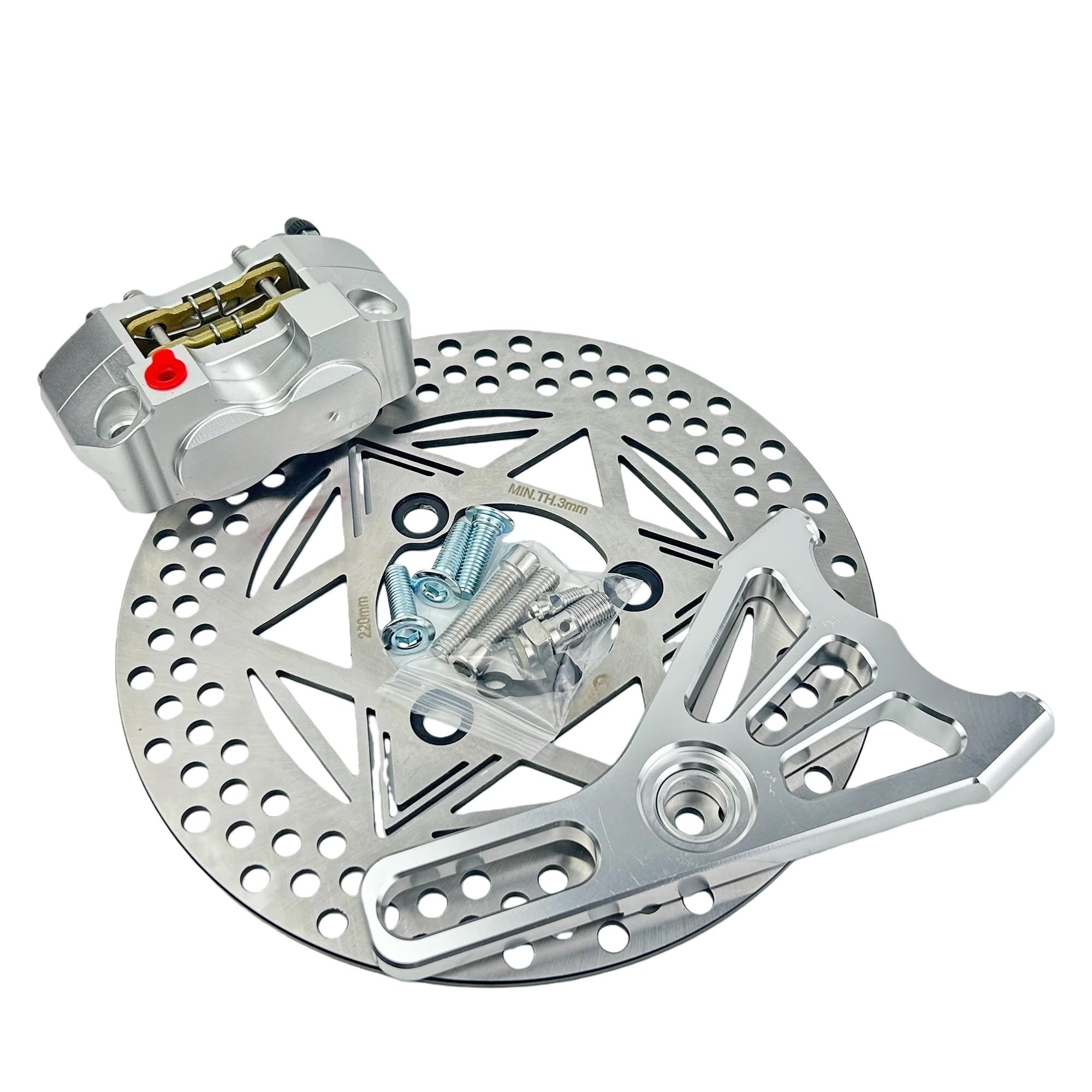 Disco freno flottante Staffa Adattatore E Pompa Lavorata Per Pinza Freno A Disco Da 220x70 Mm Per Scooter Moto Per Aerox BWS RSZ(Silver)