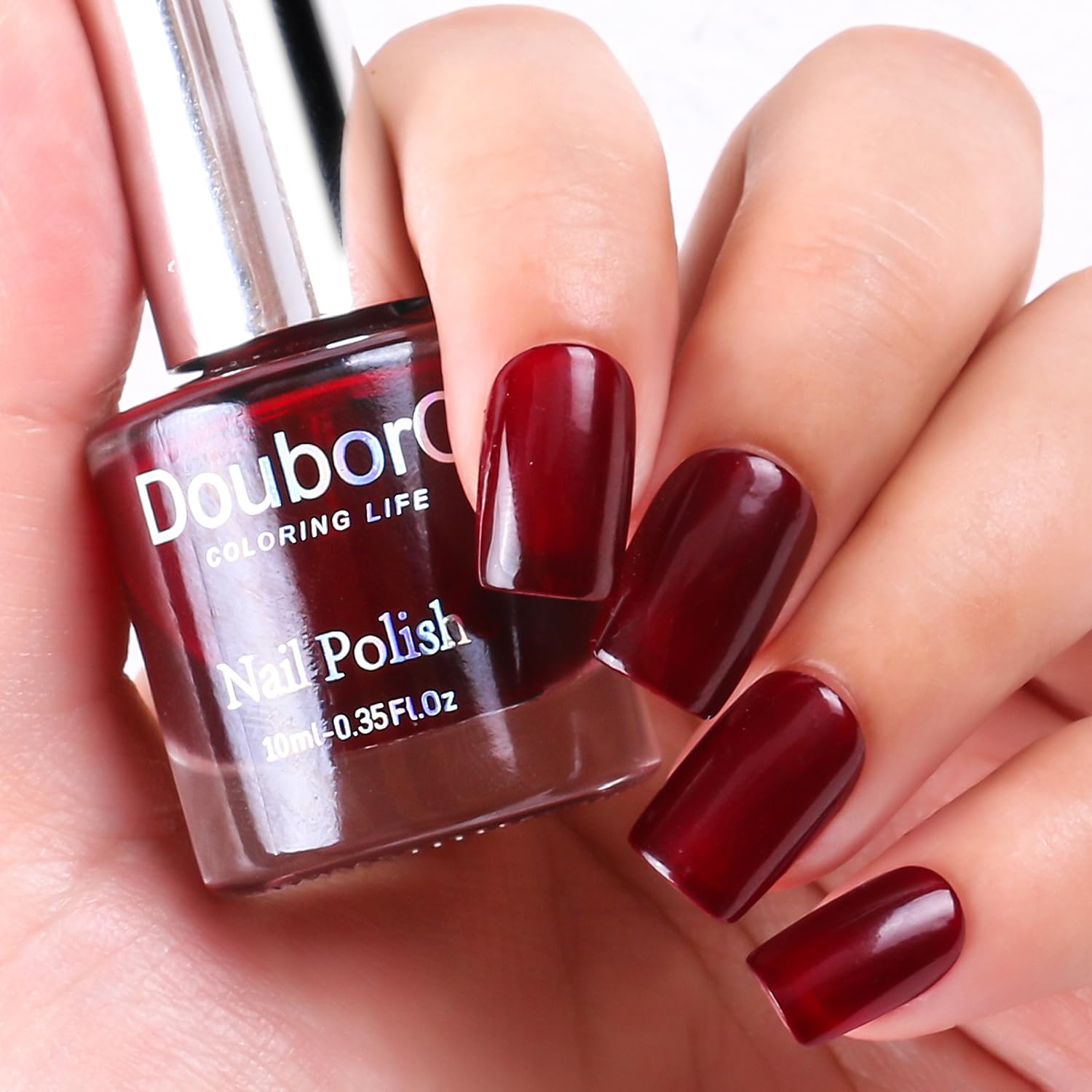 DouborQ Cherry Color Nail Polish Finger Air Dry Long-lasting Nail Art Varnish (16)