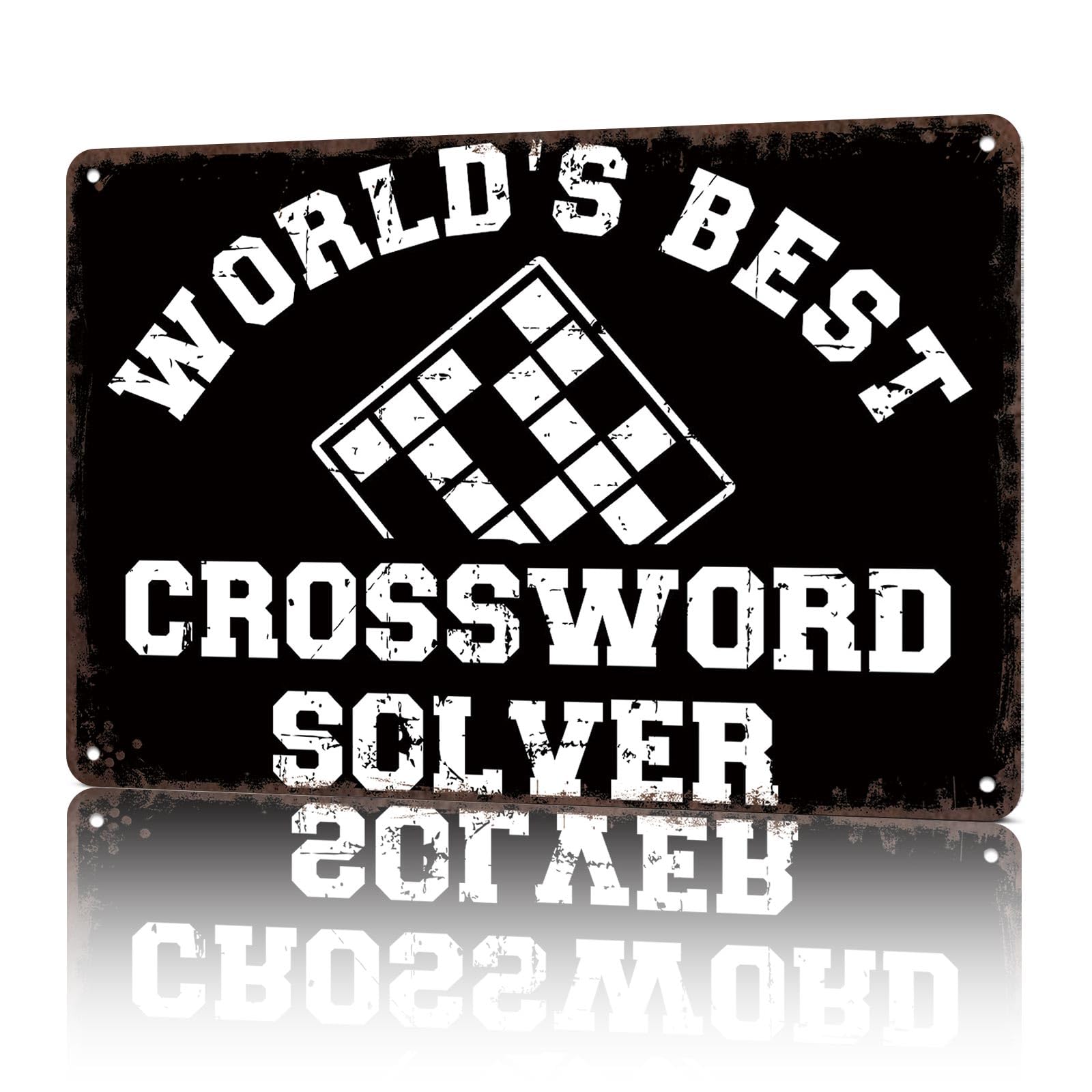 KWQDOZF Vintage Metal Signs Worlds Best Crossword Sol Funny Tin Sign Poster Wall Art For Home Room Bedroom Office Decor 8x12inch