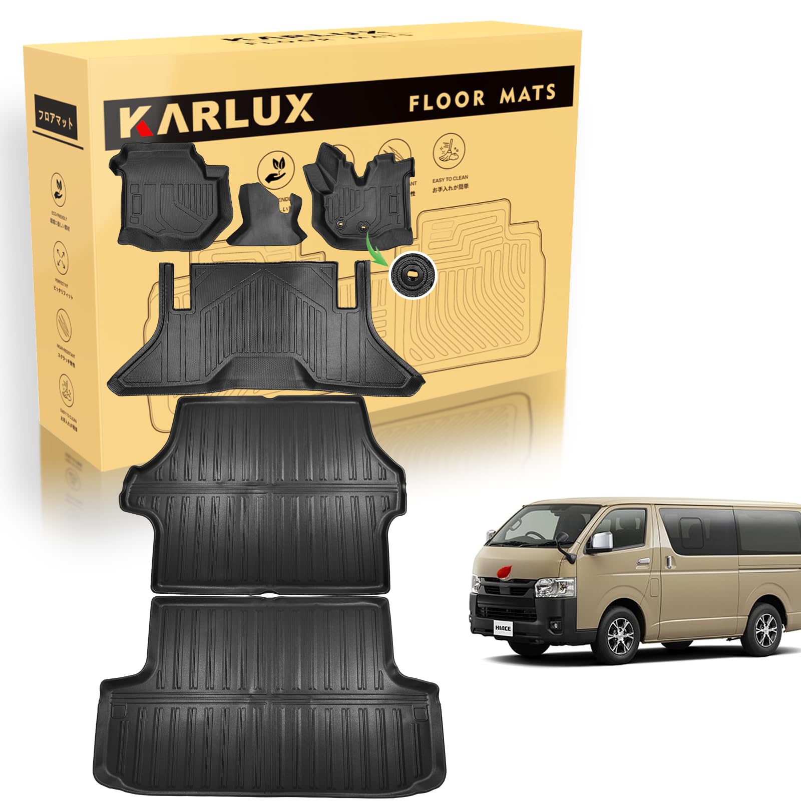 Amazon | KARLUX トヨタ ハイエース200系S-GL専用のフロアマット