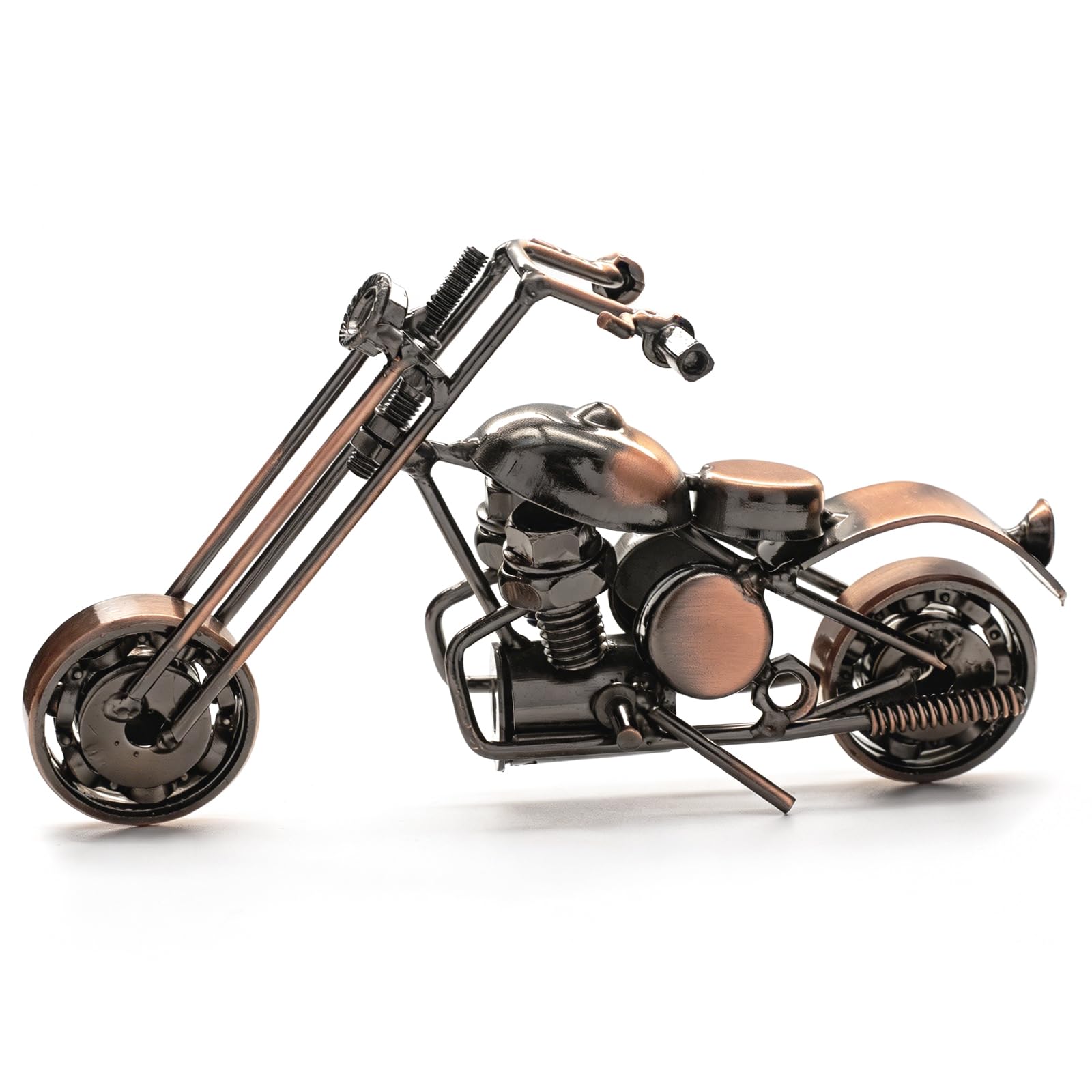 Escultura de motocicleta de metal vintage: arte metalico de coleccion para despacho de hombres