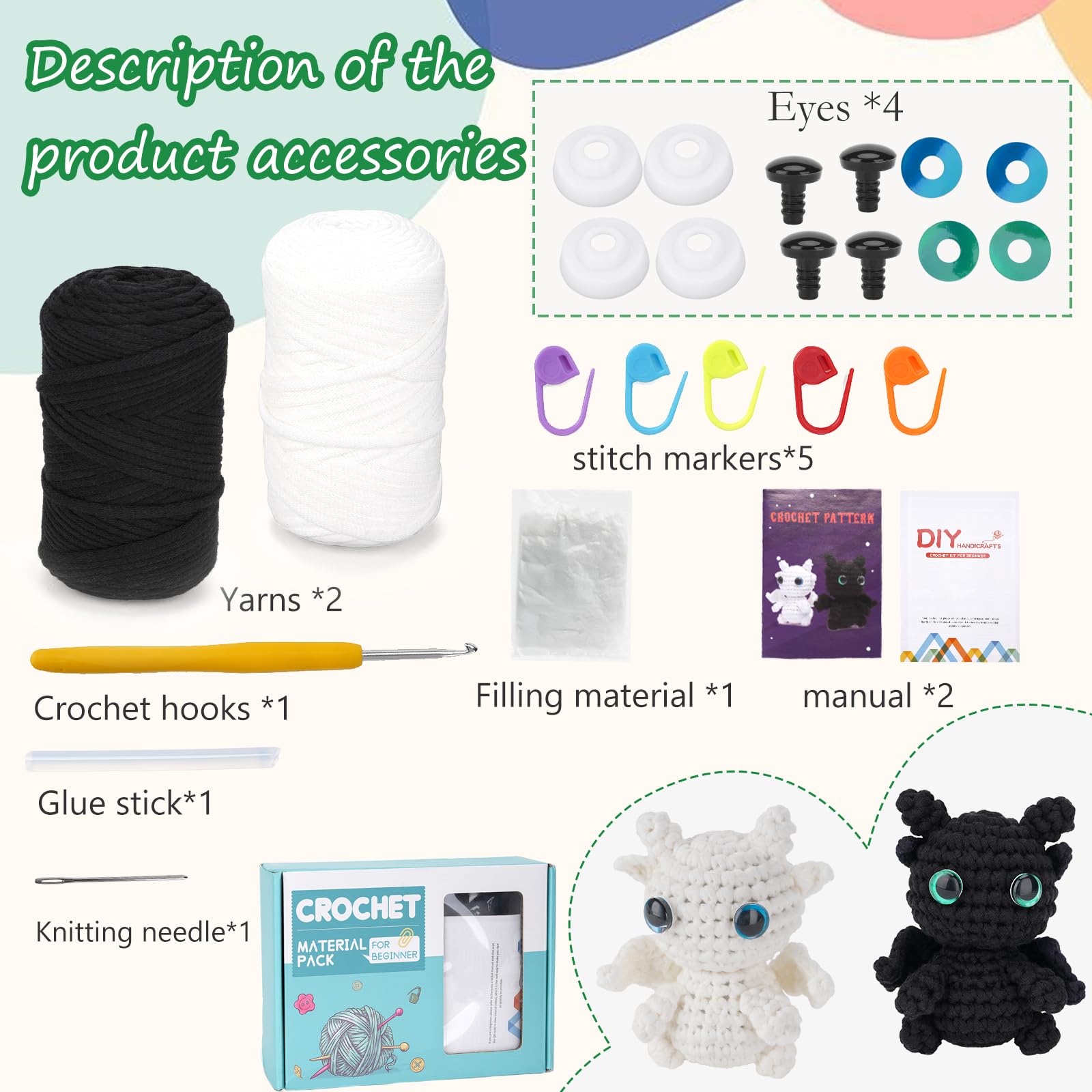 Kit di uncinetto per principianti con video tutorial passo-passo