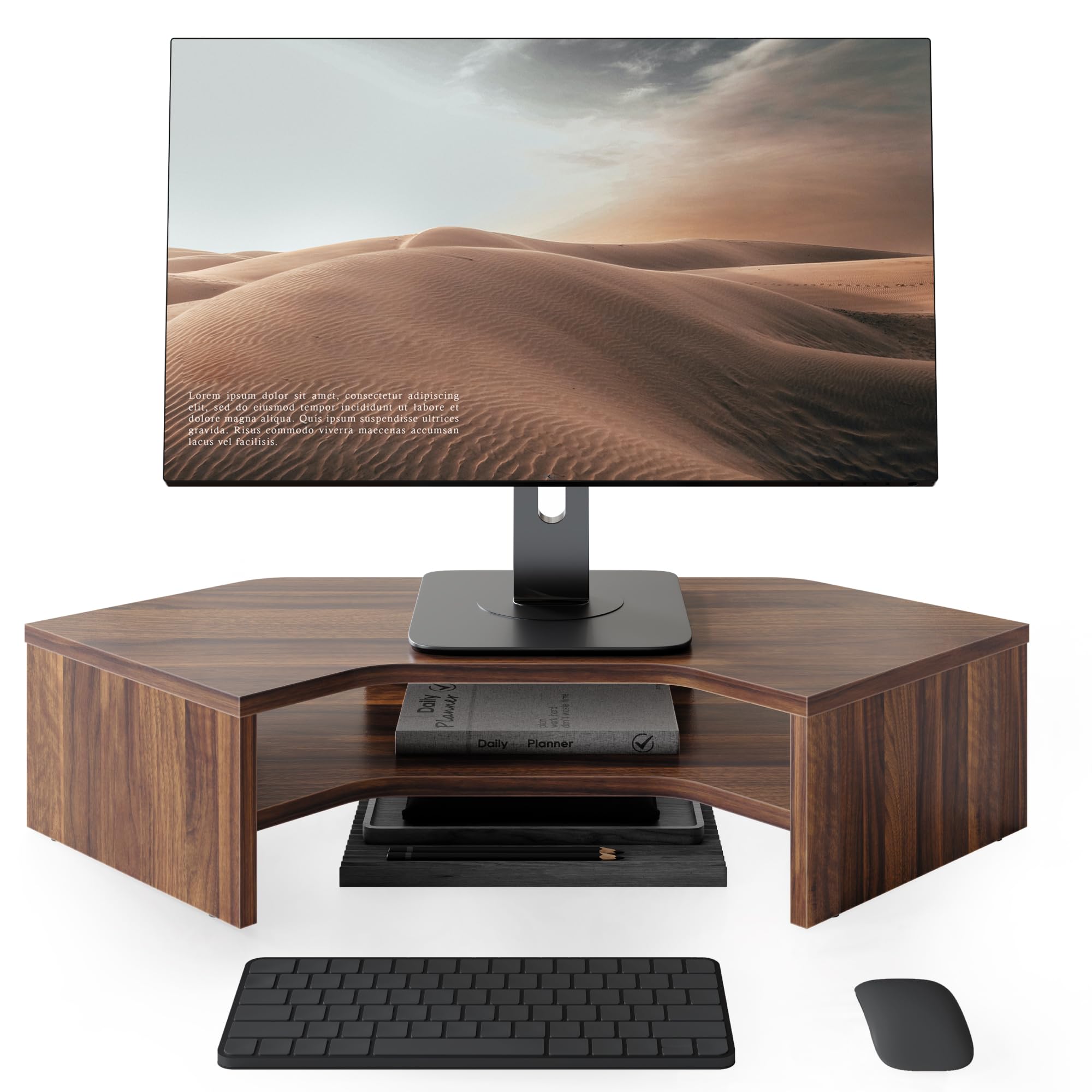 Fenge support de moniteur d'angle 2 niveaux bureau ordinateur portable PC