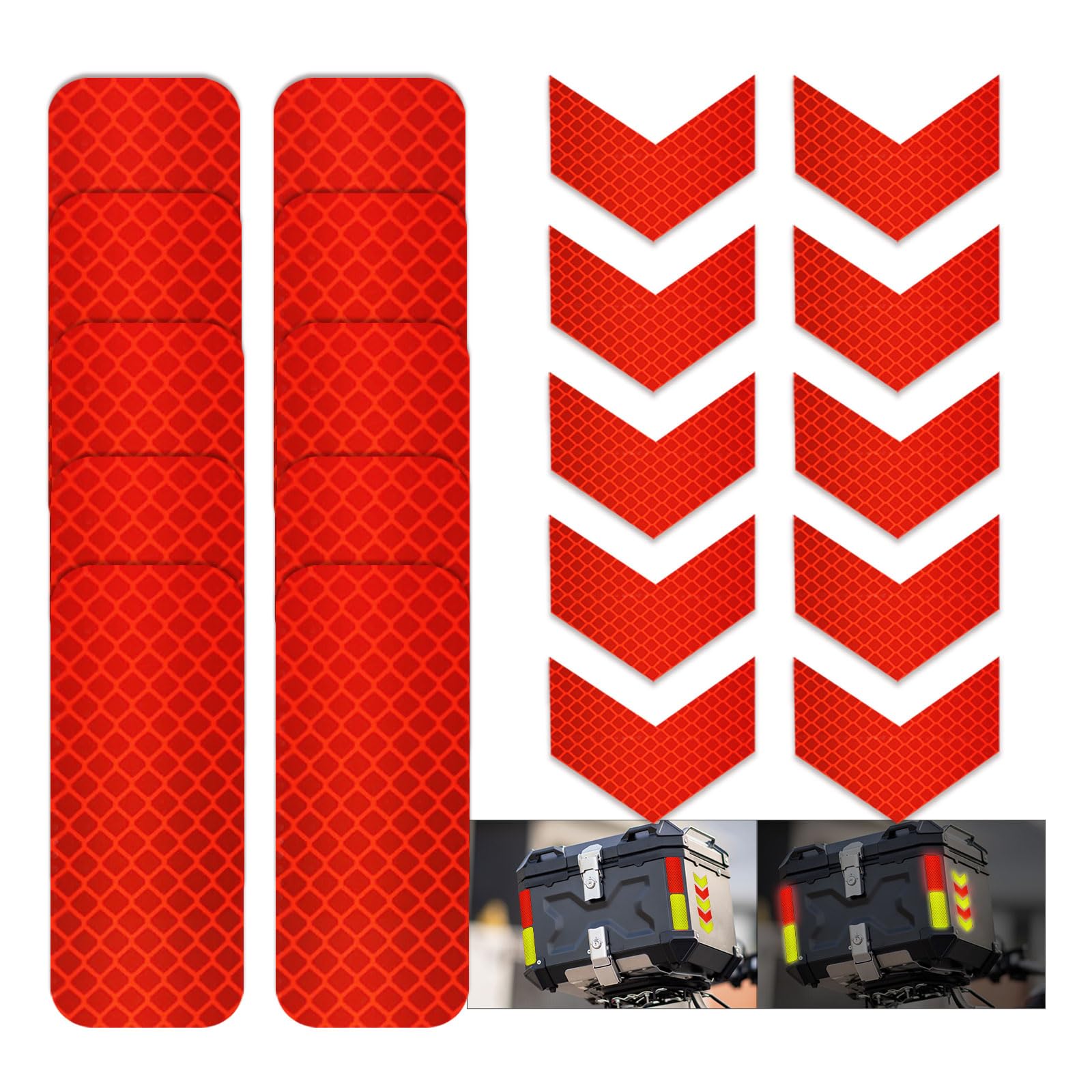 20Pcs Reflective Safety Stickers High-Visibility Decals, Waterproof & Weather-Resistant, Super Adhesive for Helmets, Bikes, Trailers, Cars, Mailboxes