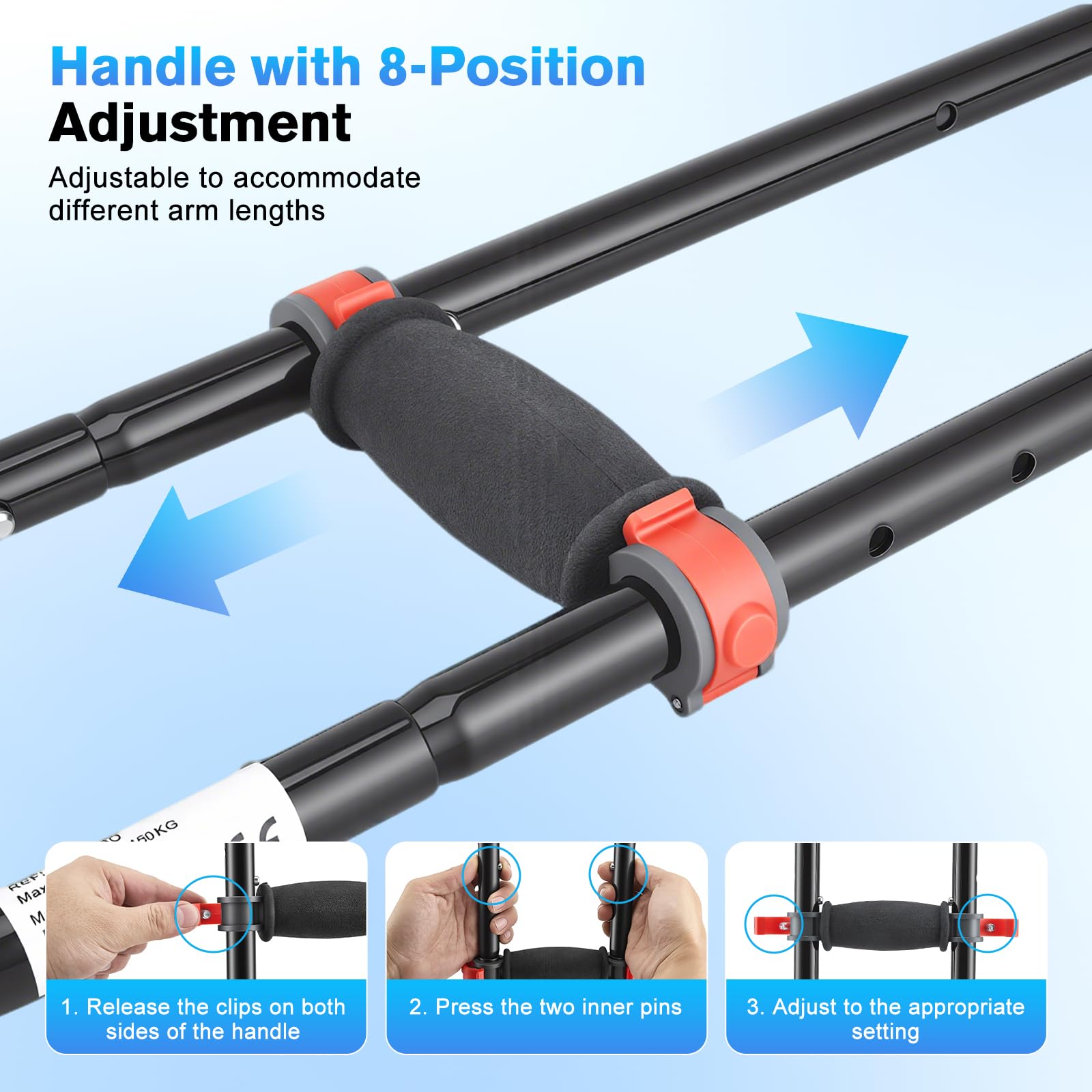 Muletas Axilares 1 Par, Altura Ajustable 99-160cm, Muletas de Aluminio Plegables con Amortiguación, 19 Niveles Regulables, Soportan hasta 150kg,Almohadillas Antideslizantes para Adultos y Post-Cirugía