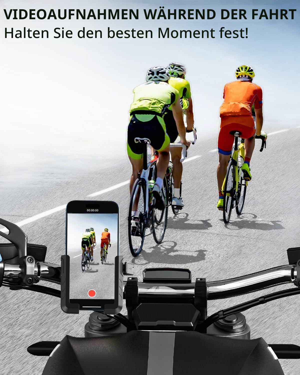 Bovemanx Handyhalterung Fahrrad, 【Radfahren & Aufnehmen Video】 2024 Universal Handy Halterung Fahrrad Lenker, Handyhalterung Motorrad für iPhone 16, Samsung S24,E Bike, Bicycle, Scooter(Red) Elektronik & Foto