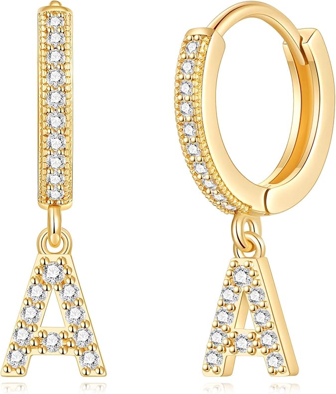 Initial A Earrings for Women Letter Dangle Hoop Earrings Alphabet