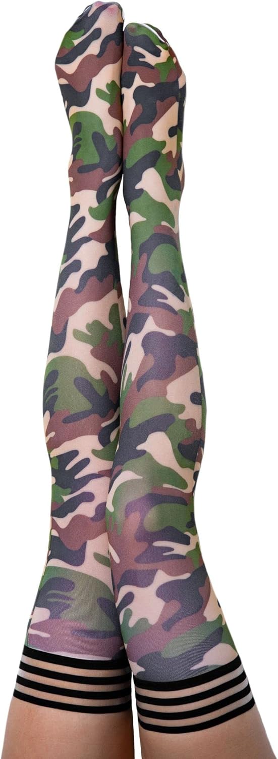 Alex: Camo Thigh-Highs. Petite to Plus Size.
