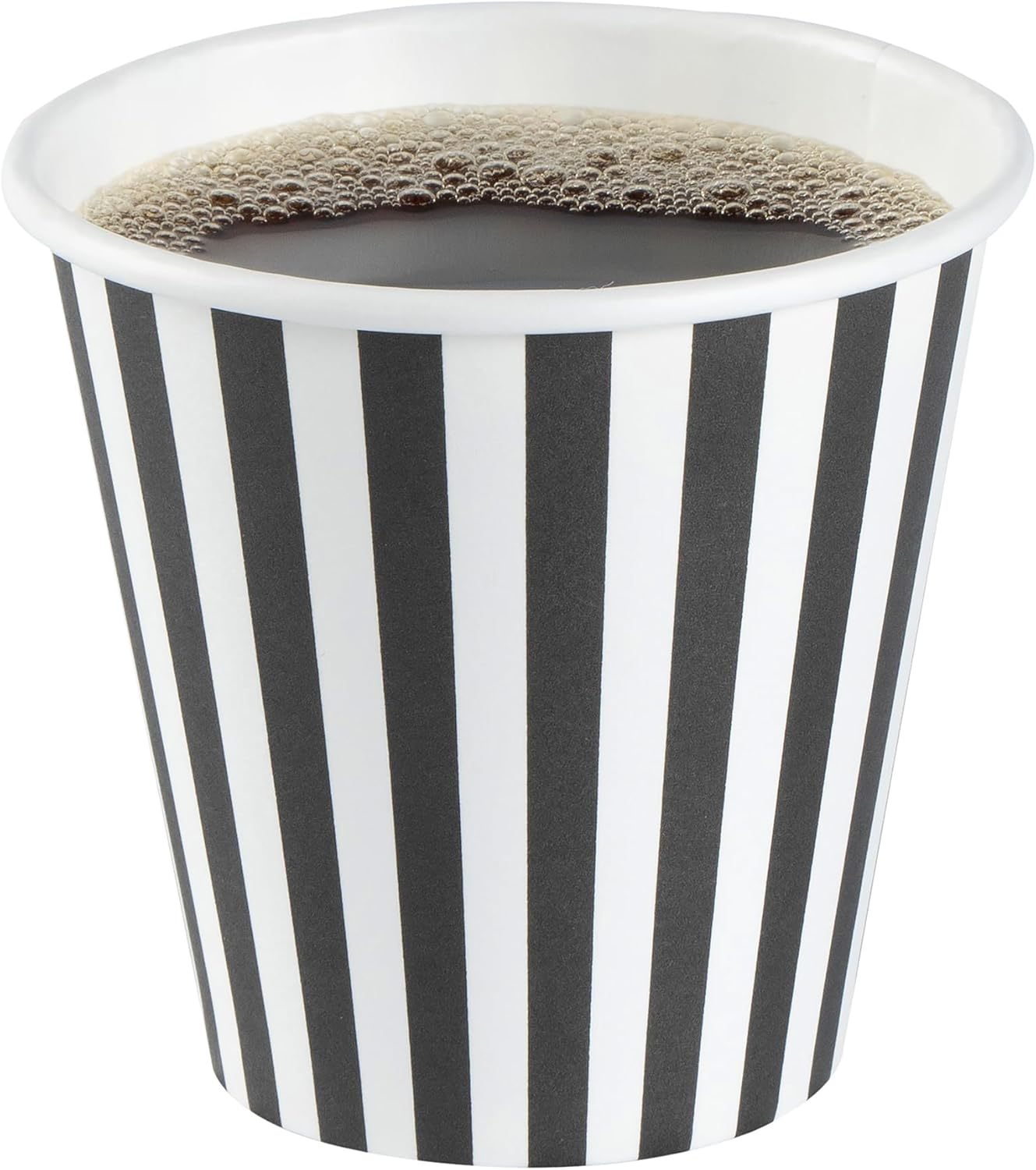 8 Ounce Disposable Coffee Cups With Lids, 400 Hot Cups With Lids - Sleeves Sold Separately, Single Wall, Black And White Stripe Paper Coffee Cups, For All Kinds Of Beverages - Restaurantware