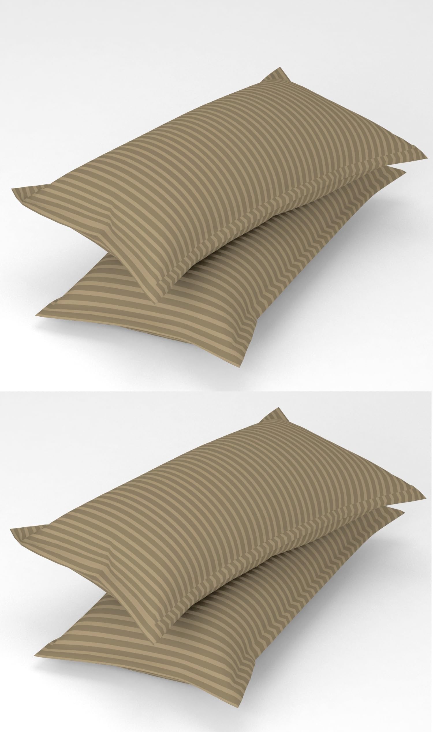 Homefab India 4 Piece Stripe Glace Cotton Pillow Covers - Beige-picture-10