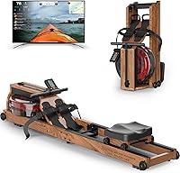 JOROTO MR280 Foldable Water Rowing Machine: 400lbs Capacity, Bluetooth Monitor, App Sync, Solid Oak Home Rower