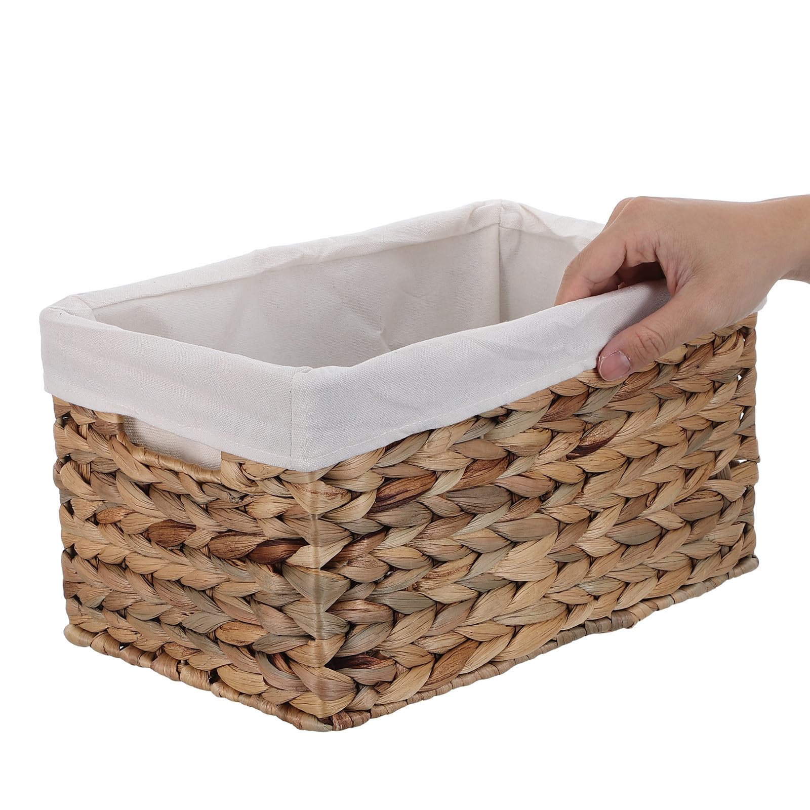 COHEALI Cesta de Almacenamiento Tejida con Forro de Tela, 13x8x7 Pulgadas