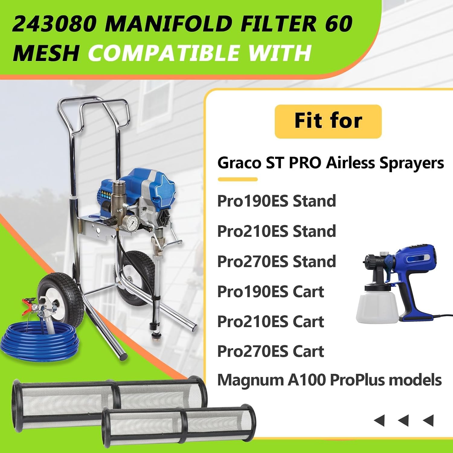 8 Pack 243080 60 Mesh Filter for Graco Airless Paint Sprayers, Fit for Pro190, Pro210, Pro270, Magnum A100 ProPlus, Manifold Filters for Graco Sprayer Parts